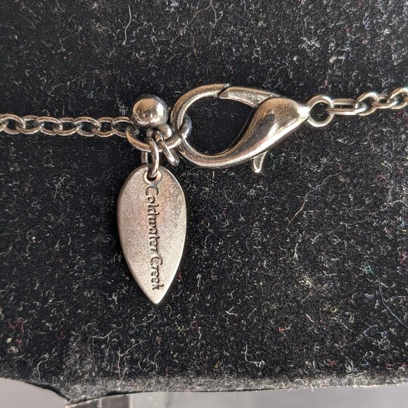 Coldwater Creek Blue Crystal Cluster Gray Silver Beaded Necklace Long - Picture 3 of 8